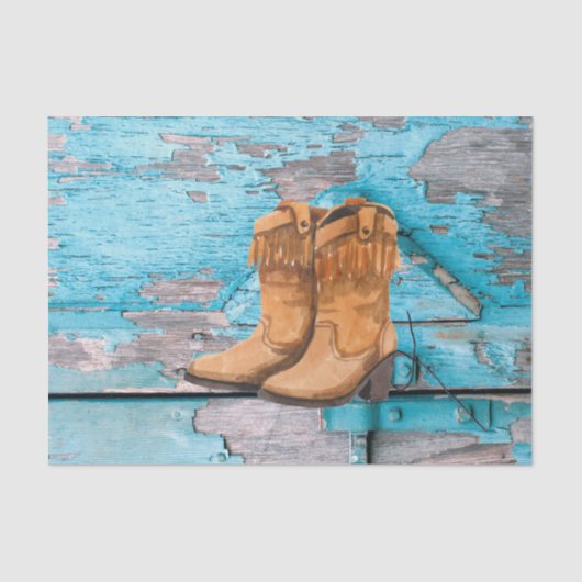 Tissue Wrapping Blue Wood Barn Door Stiefel Seidenpapier (Vorderseite)