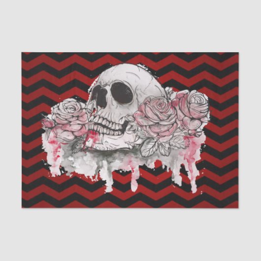 Tissue Wrapping skull Rose Gothic Zickzack re Seidenpapier (Vorderseite)