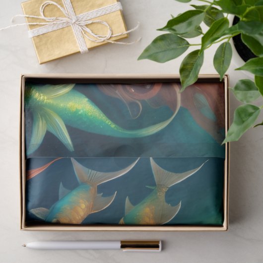 Tissuepapier Mermaid Red Hair Queen v4 Seidenpapier (Geschenk)