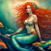 Tissuepapier Mermaid Red Hair Queen v4 Seidenpapier