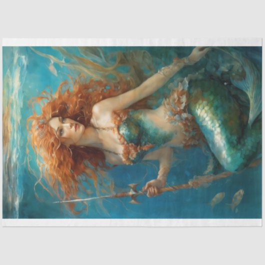 Tissuepapier Mermaid Red Hair Queen v7 Seidenpapier (Vorderseite)