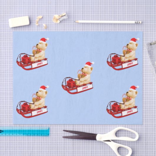 TissueTeddy Bear Sled Weihnachtsgeschenk Seidenpapier (Handwerk)