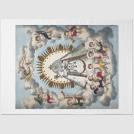 TISSUPAPIER : JUNGFRAU UND SÄUGLING MIT ANGELN SEIDENPAPIER