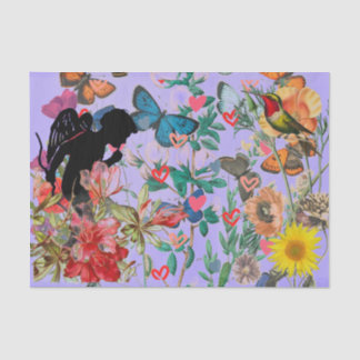 TISSUPAPIERANGEL IN EINEM GARTEN MIT BAUFLÖSEN SEIDENPAPIER