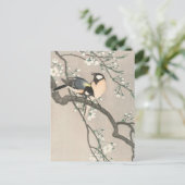Tit auf Cherry Branch Painting von Ohara Koson Postkarte (Stehend Vorderseite)