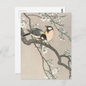 Tit auf Cherry Branch Painting von Ohara Koson Postkarte (Vorne/Hinten)