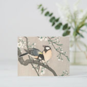 Tit auf Cherry Branch Painting von Ohara Koson Postkarte (Stehend Vorderseite)