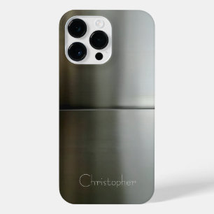 Titan Black Silver Stainless Steel Print iPhone 14 Pro Max Hülle
