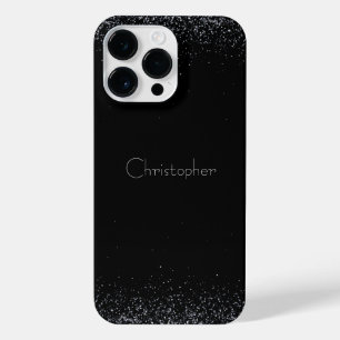 Titan Black Silver Stainless Steel Print iPhone 14 Pro Max Hülle