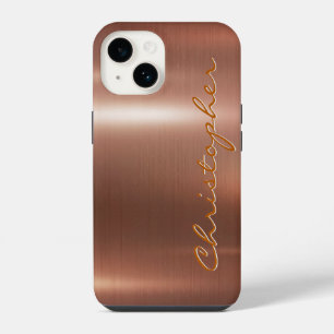 Titan Bronze Glänzender Edelstahl Metall 15 iPhone 14 Hülle