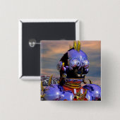 TITAN CYBORG PORTRAIT Blue Science Fiction, Scifi Button (Vorne & Hinten)