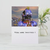 TITAN CYBORG PORTRAIT Blue Science Fiction, Scifi Einladung (Stehend Vorderseite)