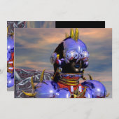 TITAN CYBORG PORTRAIT Blue Science Fiction, Scifi Einladung (Vorne/Hinten)