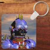 TITAN CYBORG PORTRAIT Blue Science Fiction, Scifi Schlüsselanhänger (Rückseite)