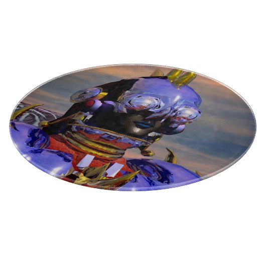 TITAN CYBORG PORTRAIT Blue Science Fiction, Scifi Schneidebrett (Ecke)