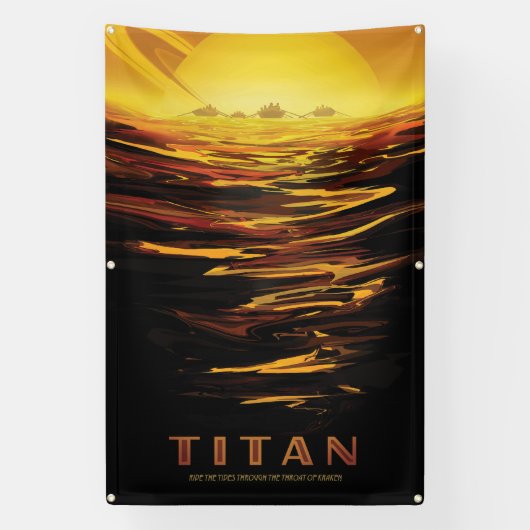 Titan der größte Mond des Planeten Saturn Banner (Vertikal)