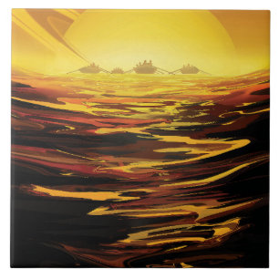 Titan der größte Mond des Planeten Saturn Fliese