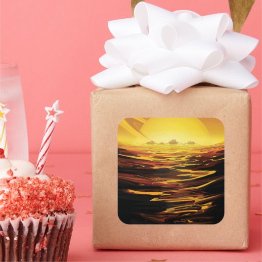 Titan der größte Mond des Planeten Saturn Quadratischer Aufkleber (Party)