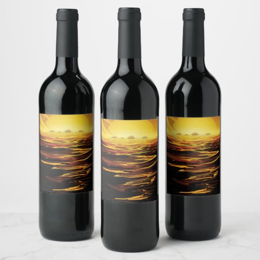 Titan der größte Mond des Planeten Saturn Weinetikett (Flaschen)