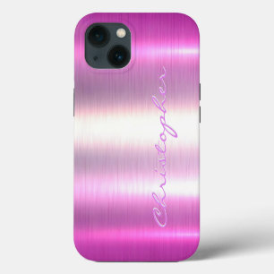 Titan Purple und Silber Edelstahl Metall iPhone 13 Hülle