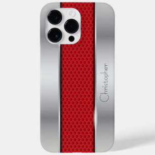 Titan Red Silver Stainless Steel Print Case-Mate iPhone 14 Pro Max Hülle