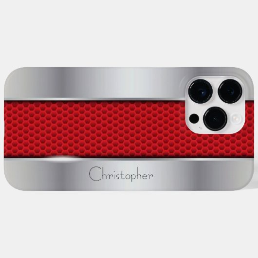 Titan Red Silver Stainless Steel Print Case-Mate iPhone Hülle (Rückseite (Horizontal))