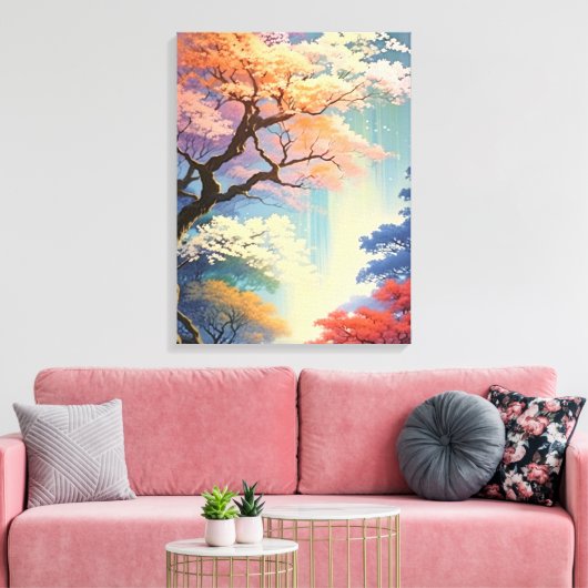 Titan-Turm: Ein majestätischer Baum im Wald Leinwanddruck (Insitu (Wohnzimmer))