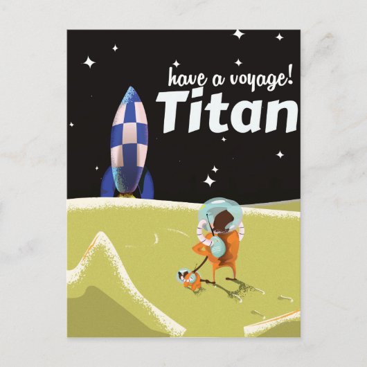 Titan Vintag Science Fiction Reiseplakat Postkarte (Vorderseite)