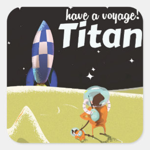 Titan Vintage-Reiseposter Quadratischer Aufkleber
