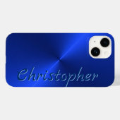Titanblau Edelstahl-Metallic Case-Mate iPhone Hülle (Rückseite (Horizontal))