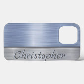 Titanblau und Silber-Edelstahl-Druck Case-Mate iPhone Hülle (Rückseite (Horizontal))