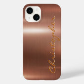 Titanbronze Shiny Stainless Steel Metal 15 Case-Mate iPhone Hülle (Rückseite)