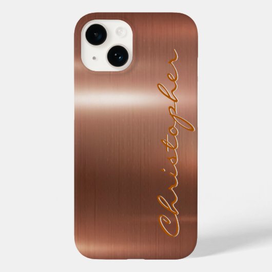 Titanbronze Shiny Stainless Steel Metal 15 Case-Mate iPhone Hülle (Rückseite)