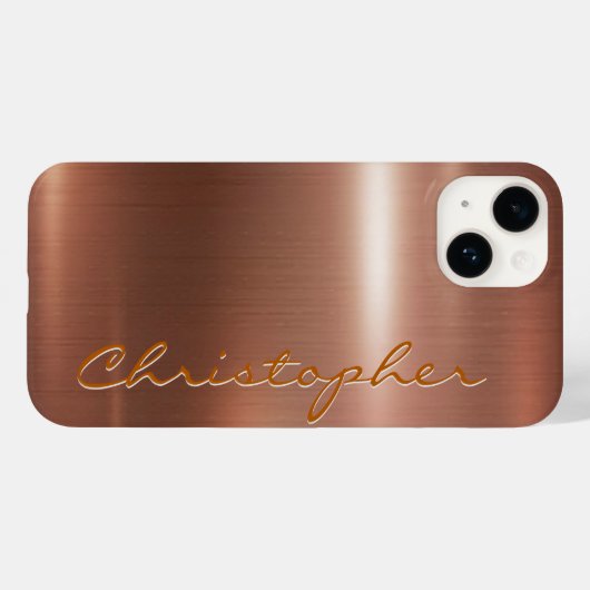 Titanbronze Shiny Stainless Steel Metal 15 Case-Mate iPhone Hülle (Rückseite (Horizontal))