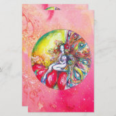 TITANIA Blume FAIRE, rosa Gelbe Glitzern Briefpapier (Vorne/Hinten)