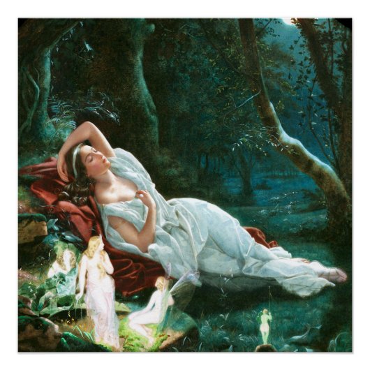 Titania Schlafen im Mondschein Simmons Fee Kunst Poster (Vorderseite)