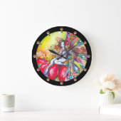 TITANIA SITZT AUF EINER ROTEN BLUME Fantasy Große Wanduhr (Zuhause)
