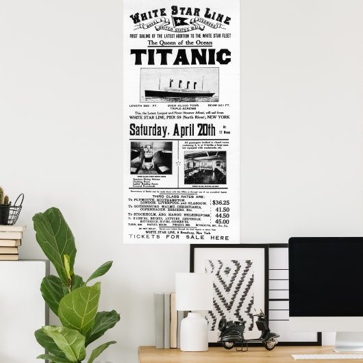 Titanic 3rd Class Advertising Poster (Heimbüro)