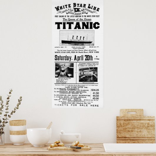 Titanic 3rd Class Advertising Poster (Küche)