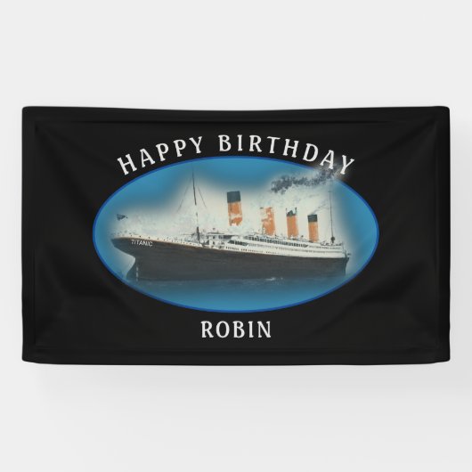 Titanic Birthday Black RMS White Star Line Schiff Banner (Horizontal)