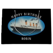 Titanic Birthday Black RMS White Star Line Schiff Große Geschenktüte (Vorderseite)