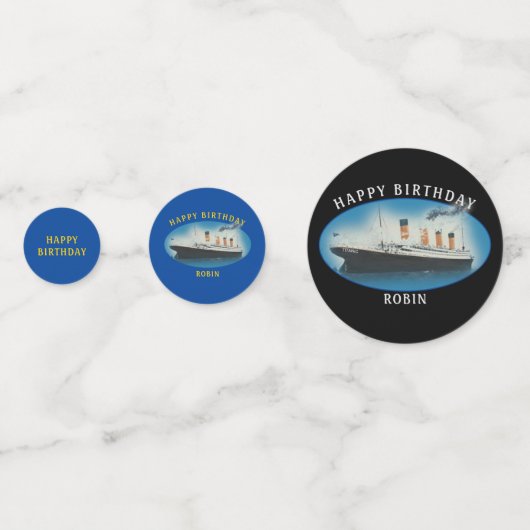 Titanic Birthday Black RMS White Star Line Schiff Konfetti (Rückseiten)