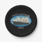 Titanic Birthday Black RMS White Star Line Schiff Pappteller (Vorderseite)
