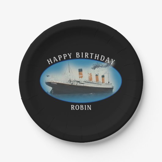 Titanic Birthday Black RMS White Star Line Schiff Pappteller (Vorderseite)