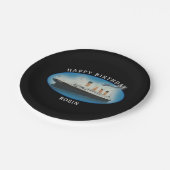 Titanic Birthday Black RMS White Star Line Schiff Pappteller (Schrägansicht)