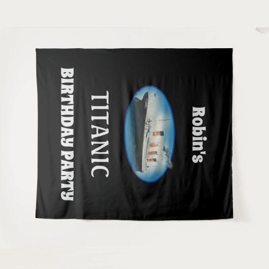 Titanic Birthday Black RMS White Star Line Schiff Wandteppich (Vorderseite (Horizontal))