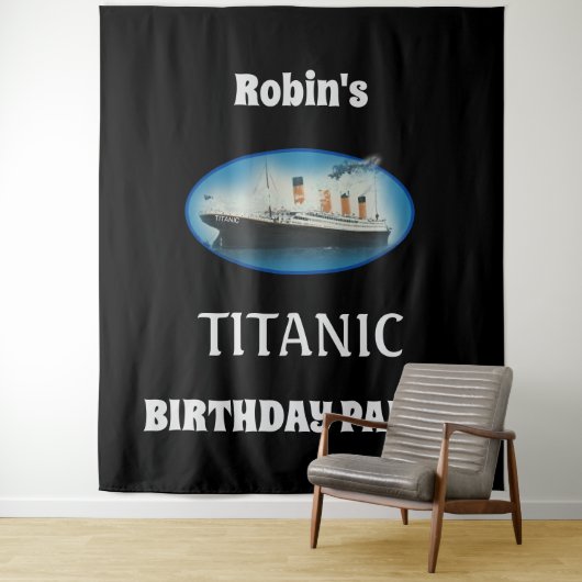 Titanic Birthday Black RMS White Star Line Schiff Wandteppich (Beispiel)