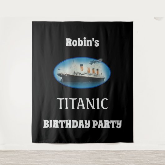 Titanic Birthday Black RMS White Star Line Schiff Wandteppich (Vorderseite)