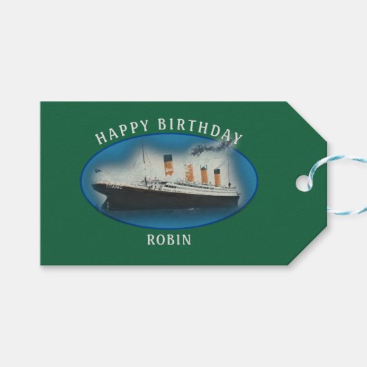 Titanic Birthday Green RMS White Star Line Schiff Geschenkanhänger (Vorderseite (Horizontal))