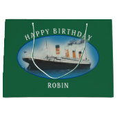 Titanic Birthday Green RMS White Star Line Schiff Große Geschenktüte (Vorderseite)